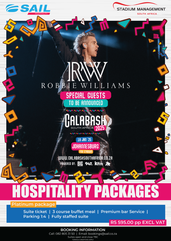 Calabash South Africa 2025 Robbie Williams JHB Flyer